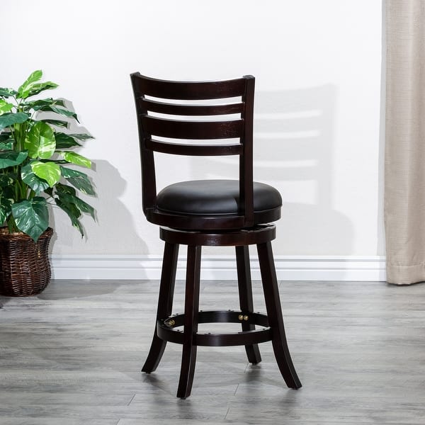 24" Counter Height Slat Back Swivel Stool Round Rolling Stool with Foot ...